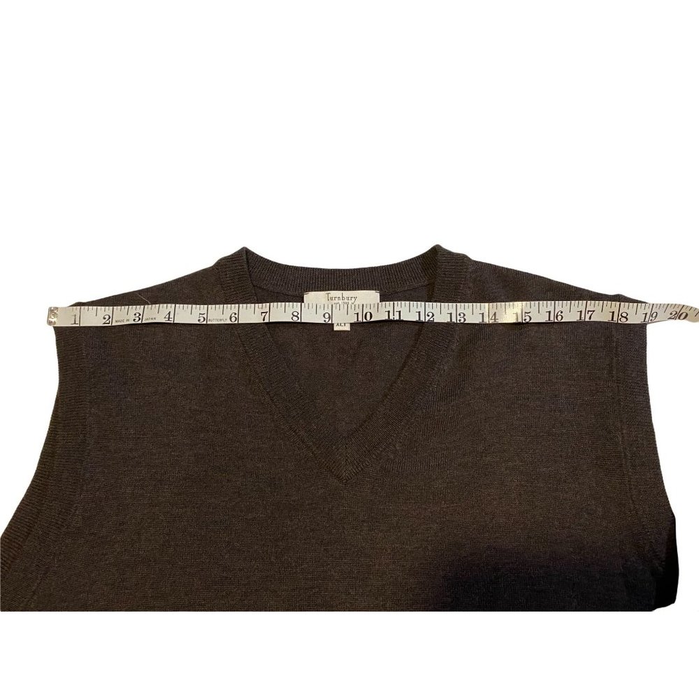 TURNBURY 100% Brown Extra Fin Merino Wool V-Neck Sweater Vest Grandpa Men's XLT - Picture 6 of 7